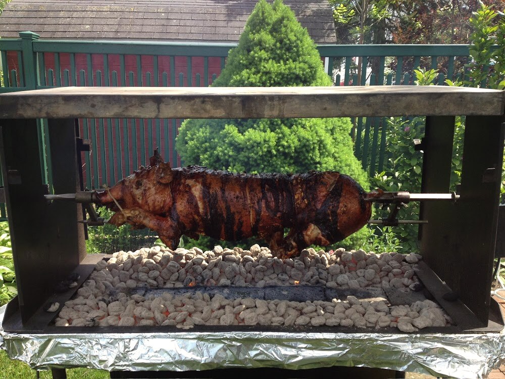 Whole pig on the rotisserie