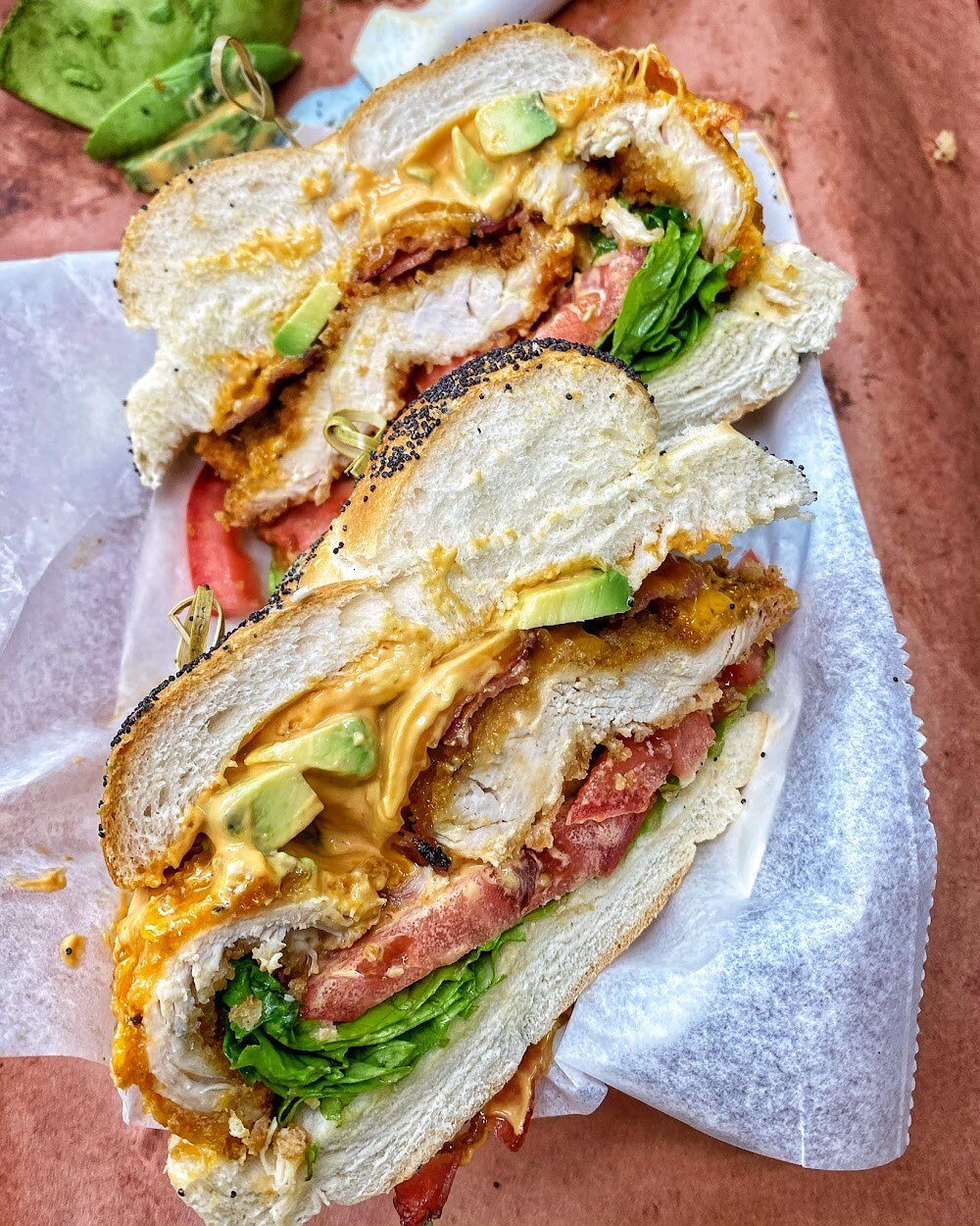 A stacked hero sandwich